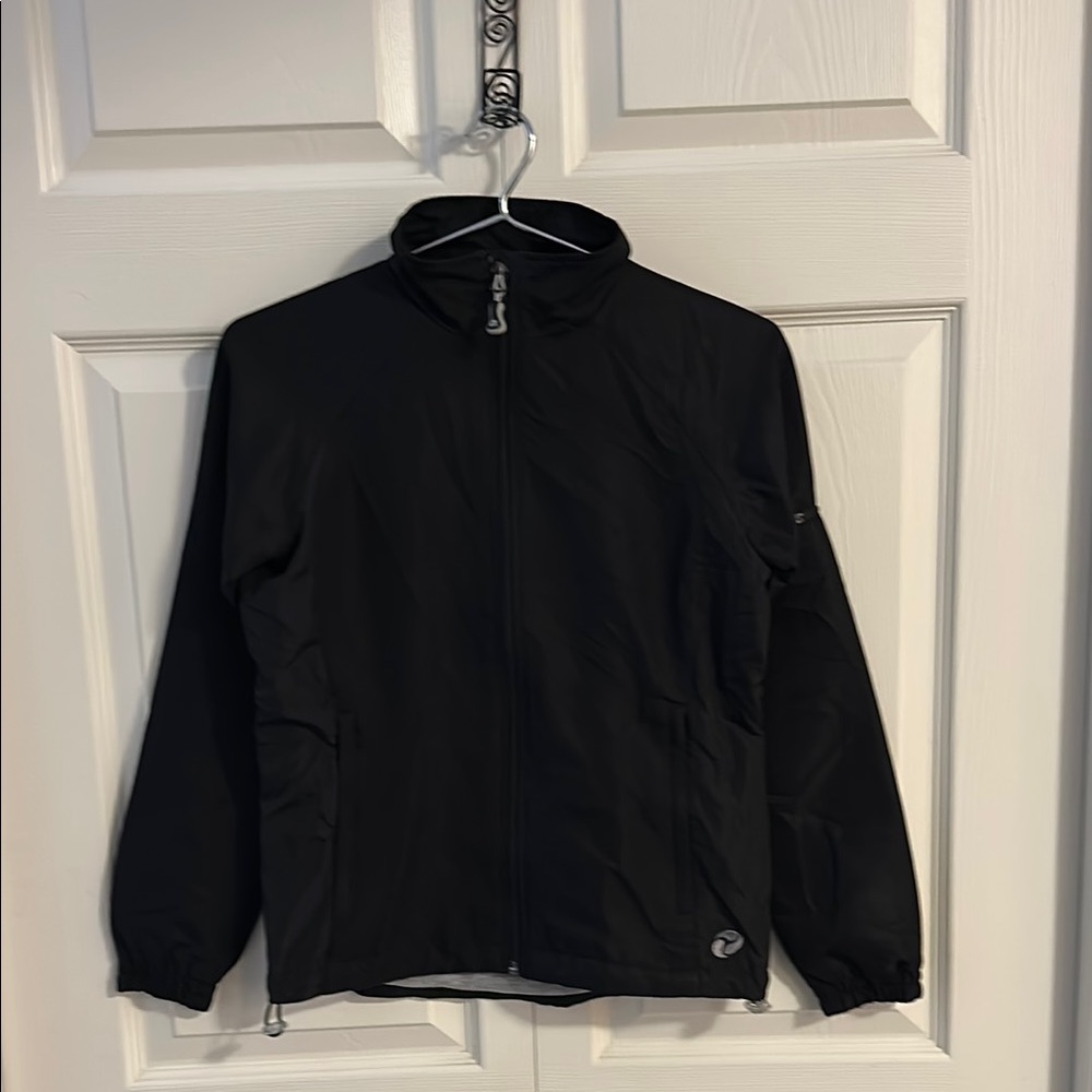 Firstar Black Windbreaker with High Collar and Relaxed Fit